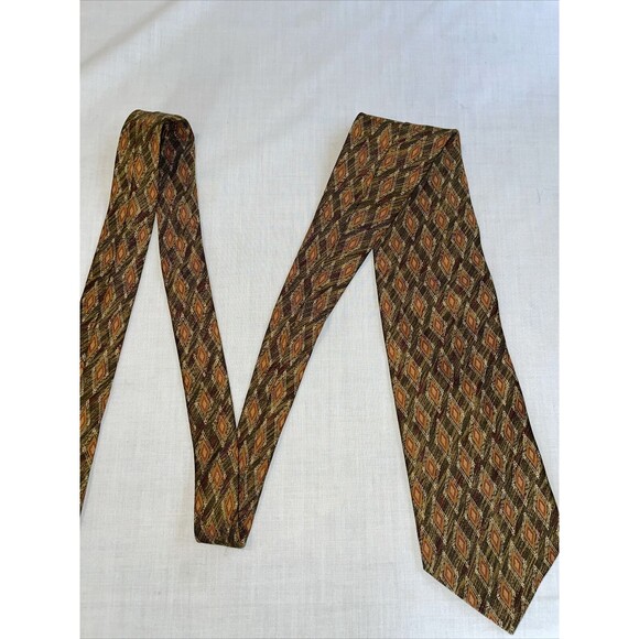 Rubinacci Italy Men’s Dress Tie Size 56” Gold Argyle Silk Business Formal Party - Picture 6 of 12
